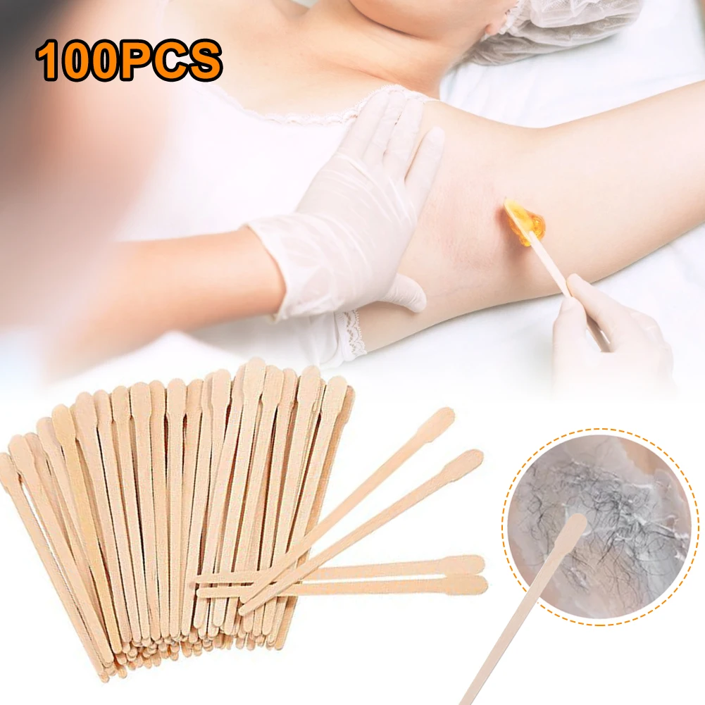 

100Pcs Natural Wooden Waxing Sticks 8.8CM Length Wood Ice Cream Sticks DIY Making Handwork Craft Flat head Sticks Kitchen Tools