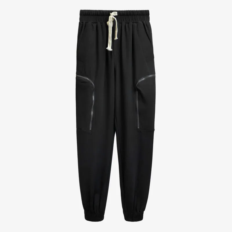 

2020 Spring Autumn New Straight Solid Color Pockets Fake Zippers Drawstring Loose Streetwear Long Pants Oversized K895