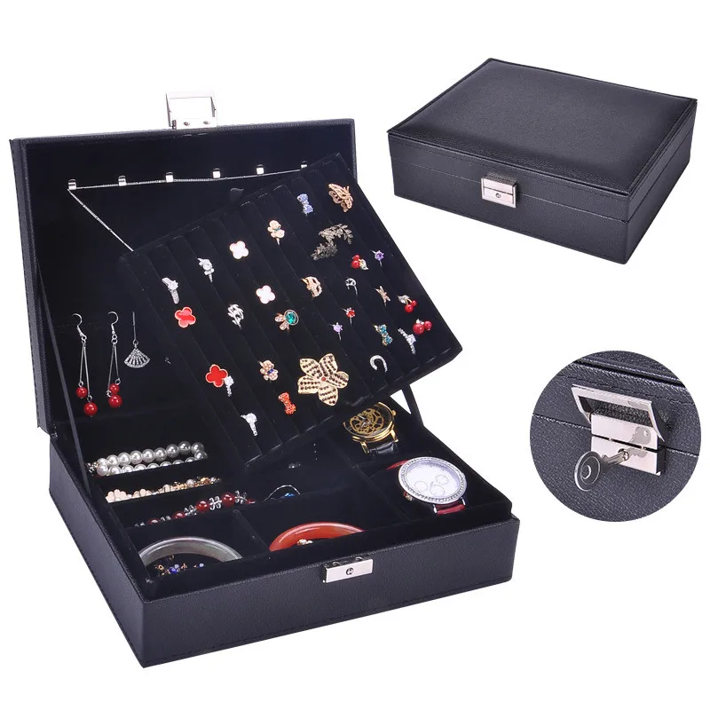 1 шт. модная кожаная шкатулка для хранения Чехол ювелирные изделия Контейнер