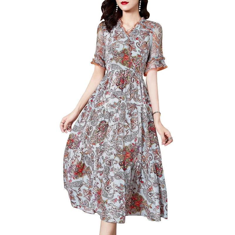 

Age-reducing, Light-cooked Floral, Elegant Fairy Skirt, Long Skirt, Summer Dress, 2021 New Slim, Age-reducing French Silk Dress