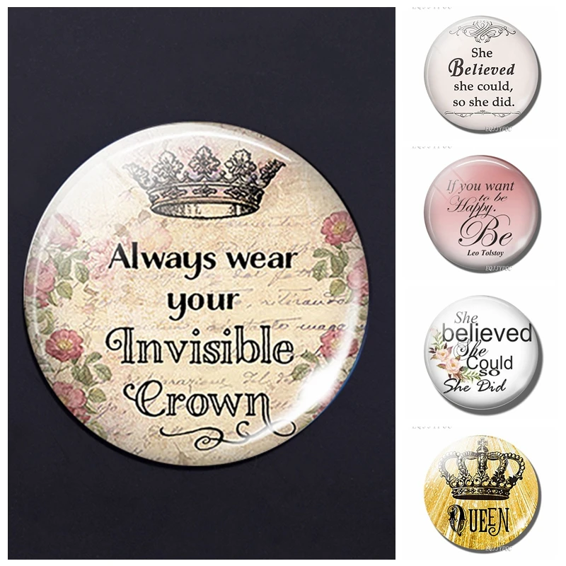 Всегда носите вашу невидимую корону 30 мм магнит на холодильник цитата стеклянный