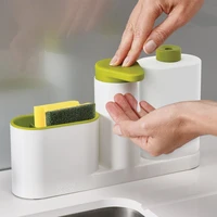 kitchen accessories bathroom liquid soap dispenser bottle storage box withtank cleaning sponge brush holder rack kitchen gadgets