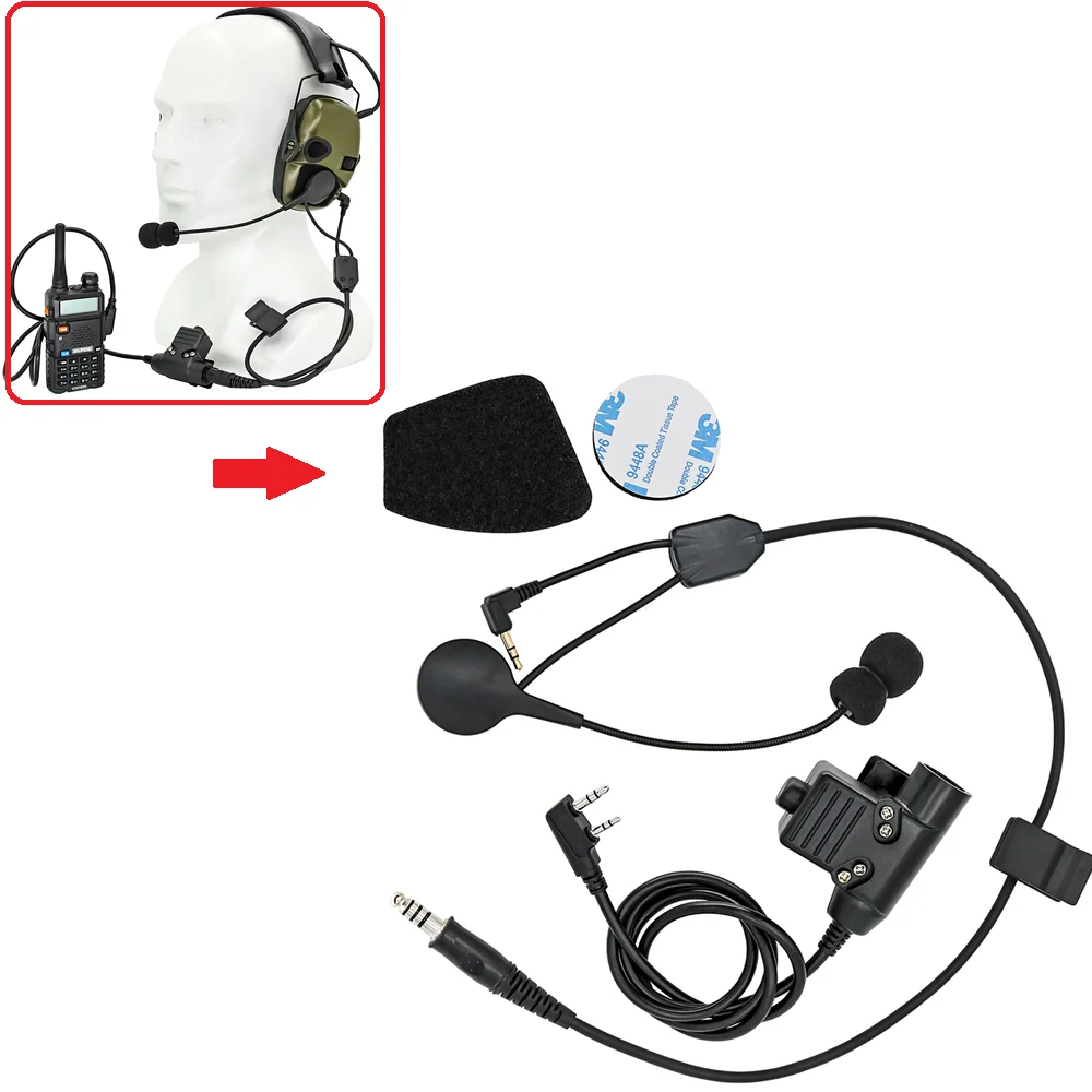 Y line Microphone Kenwood PTT Connector Kit for Howard Leight Impact Earmuff, ZOHAN EM054 Noise Reduction,Build up Communication