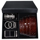 Модные мужские ремни Hi-Tie из натуральной кожи, широкий Роскошный дизайнерский красный крокодиловый автоматический мужской ремень с пряжкой из сплава и подарочной коробкой