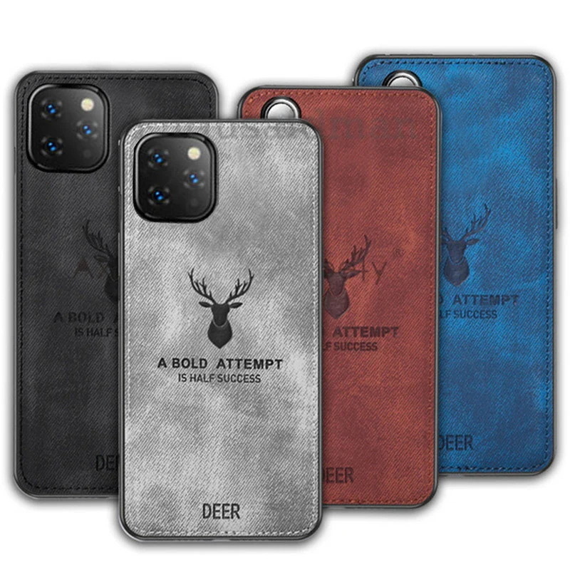 

FUD Rugged Cloth Phone Case For iPhone 6 6s Plus 7 8 X XR Xs Max Cover 11 Pro Max 12 mini SE 2020 Cloth Pattern Elk Deer Shell