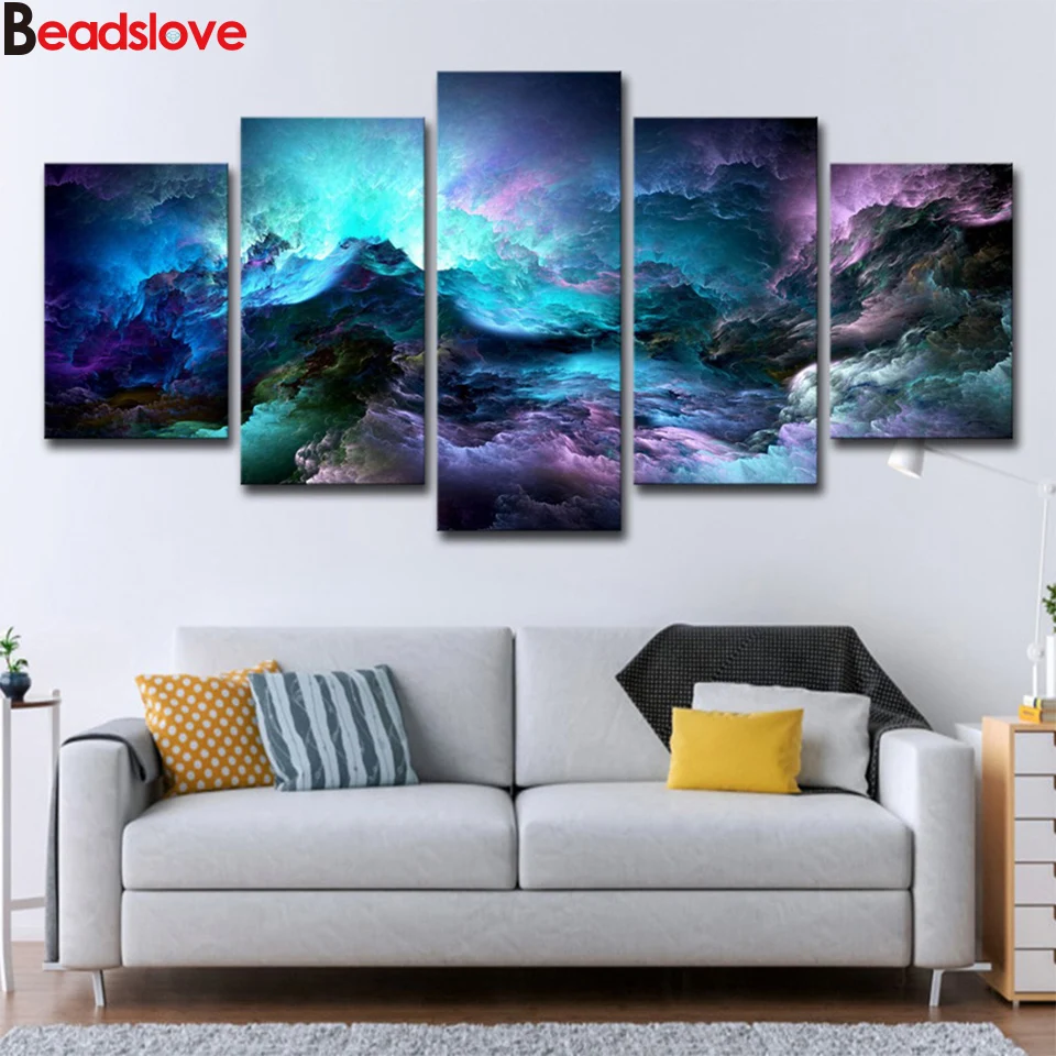 

Абстрактные фиолетовые облака пейзаж алмазная живопись 5 шт. Diy полный квадратный круглый дрель Алмазная вышивка Мозаика Декор
