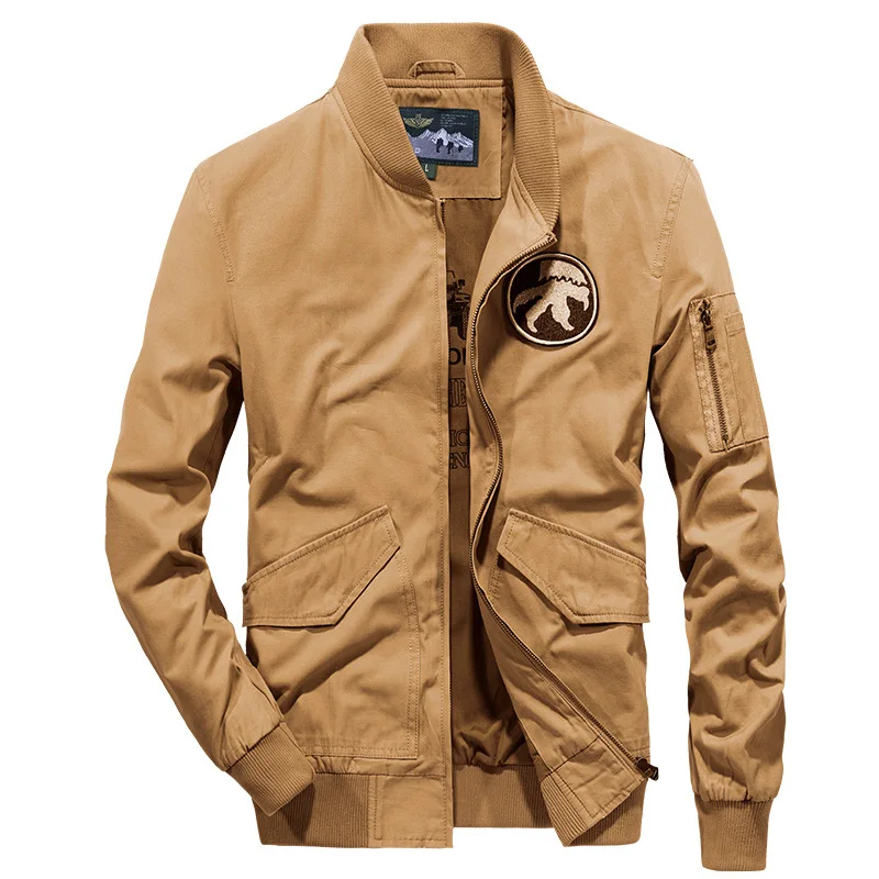 

Мужская хлопковая куртка в стиле милитари, с несколькими карманами