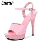 LTARTA Новый однотонный ультра-высокий тонкий каблук светильник круглый носок, все виды сетчатых красных сексуальных высоких каблуков, тонкий каблук s LFD