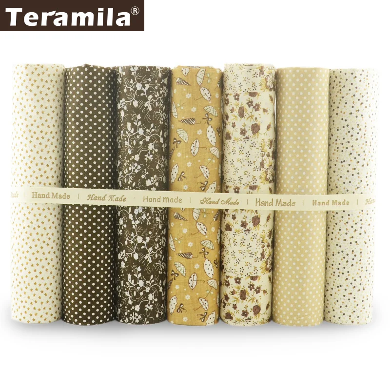 New Arrivals 7pcs/ Lot Cotton Plain Fabric Flower Design Quilting for Doll's DIY Toys Art Work Patchwork Sewing Quilting