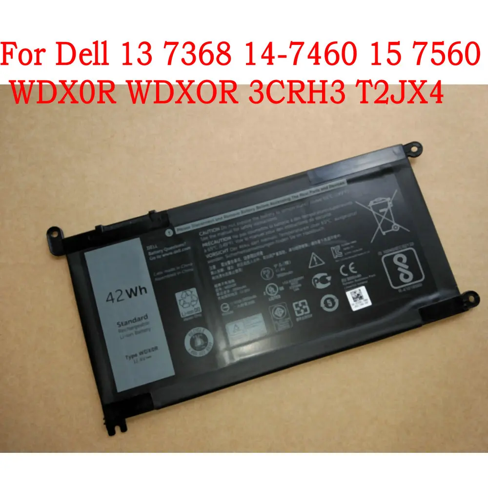 WDX0R T2JX4 3CRH3 WDXOR Аккумулятор для ноутбука Dell Inspiron 13 5000 5368 5378 7368 14 7000 7560 7460 5567 15MF PRO 1508T