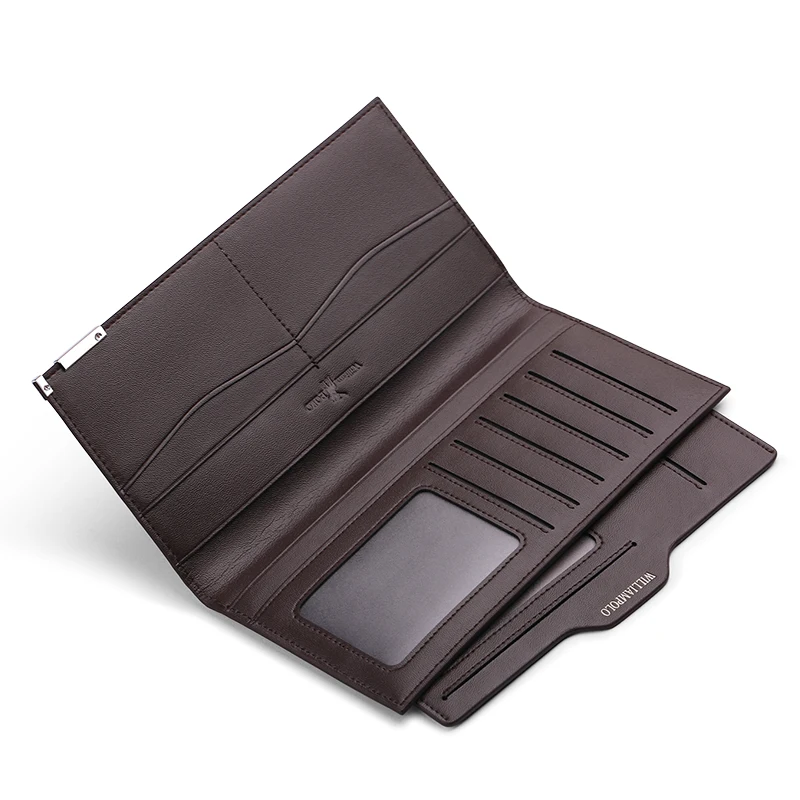 Бумажник поло WILLIAM мужской длинный тонкий кожаный кошелек с противоугонной