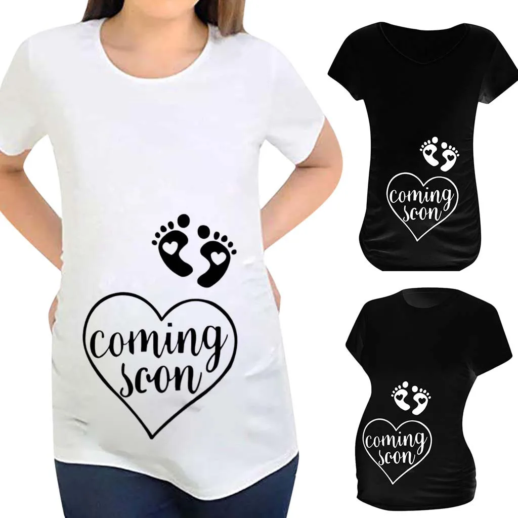 Модные Мультяшные 3D футболки с принтом для беременных женщин повседневная