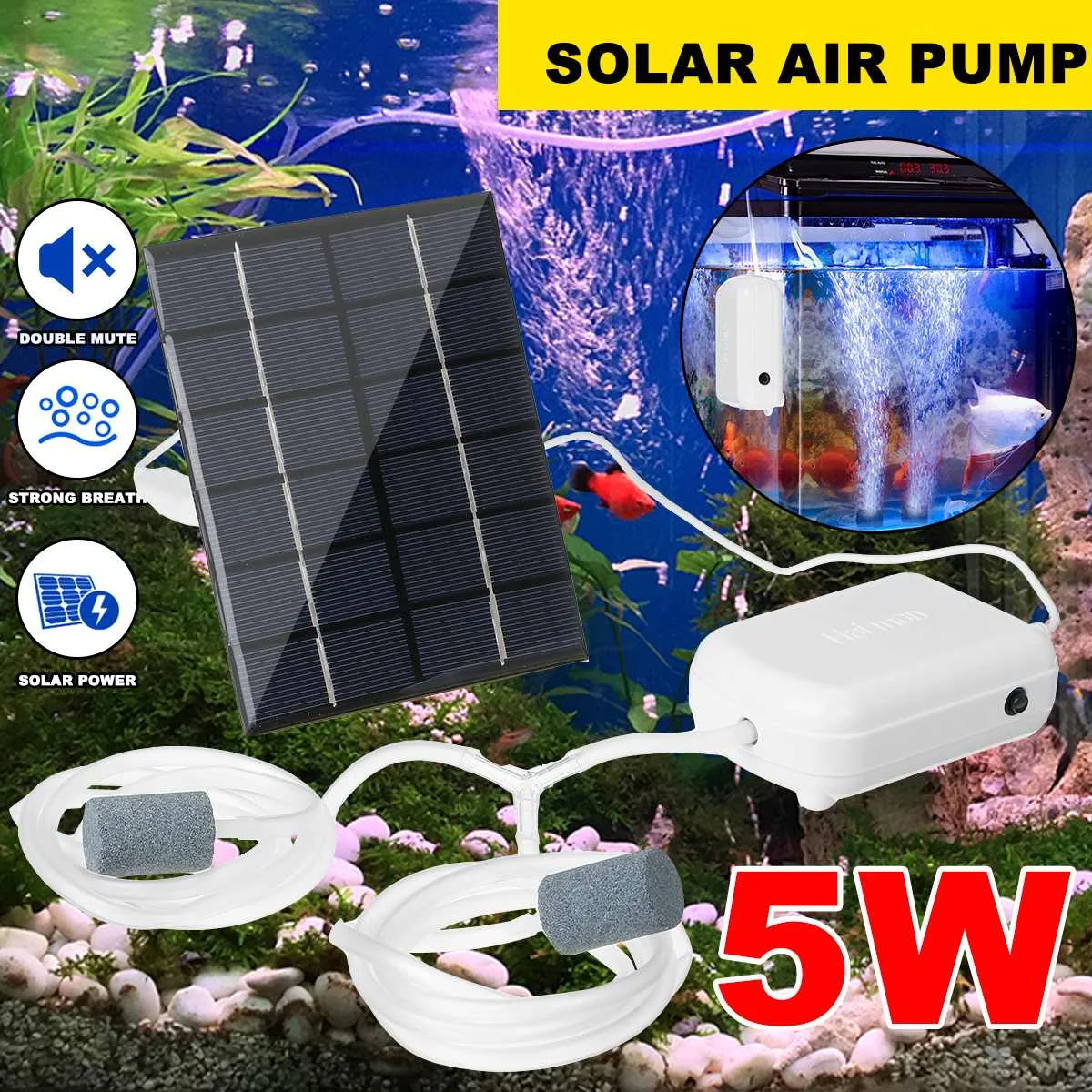 

Solar Air Pump Outdoor Garden Fountain Fish Tank Pond fish tank accessories For aquarium 1.6L/min Oxygenation Pump