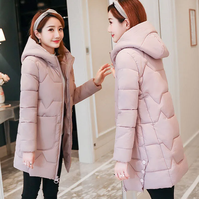 

2020 New Winter Jacket Parkas Women Coat Hooded Overcoat Female Thick Warm Parkas Cotton Padded Jacket Long Casual Outwear P1034
