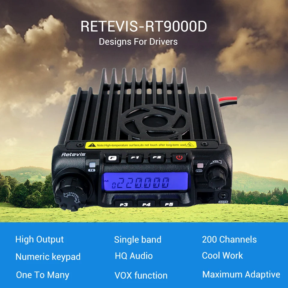 Retevis RT 9000D мобильный автомобильный радиоприемопередатчик VHF 66 88MHz (или UHF) 60W 200CH