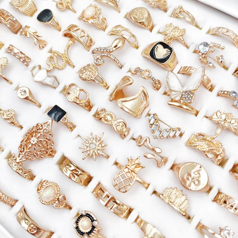 50 шт. / Партия ретро в форме сердца бабочка корона кольцо со стразами женское