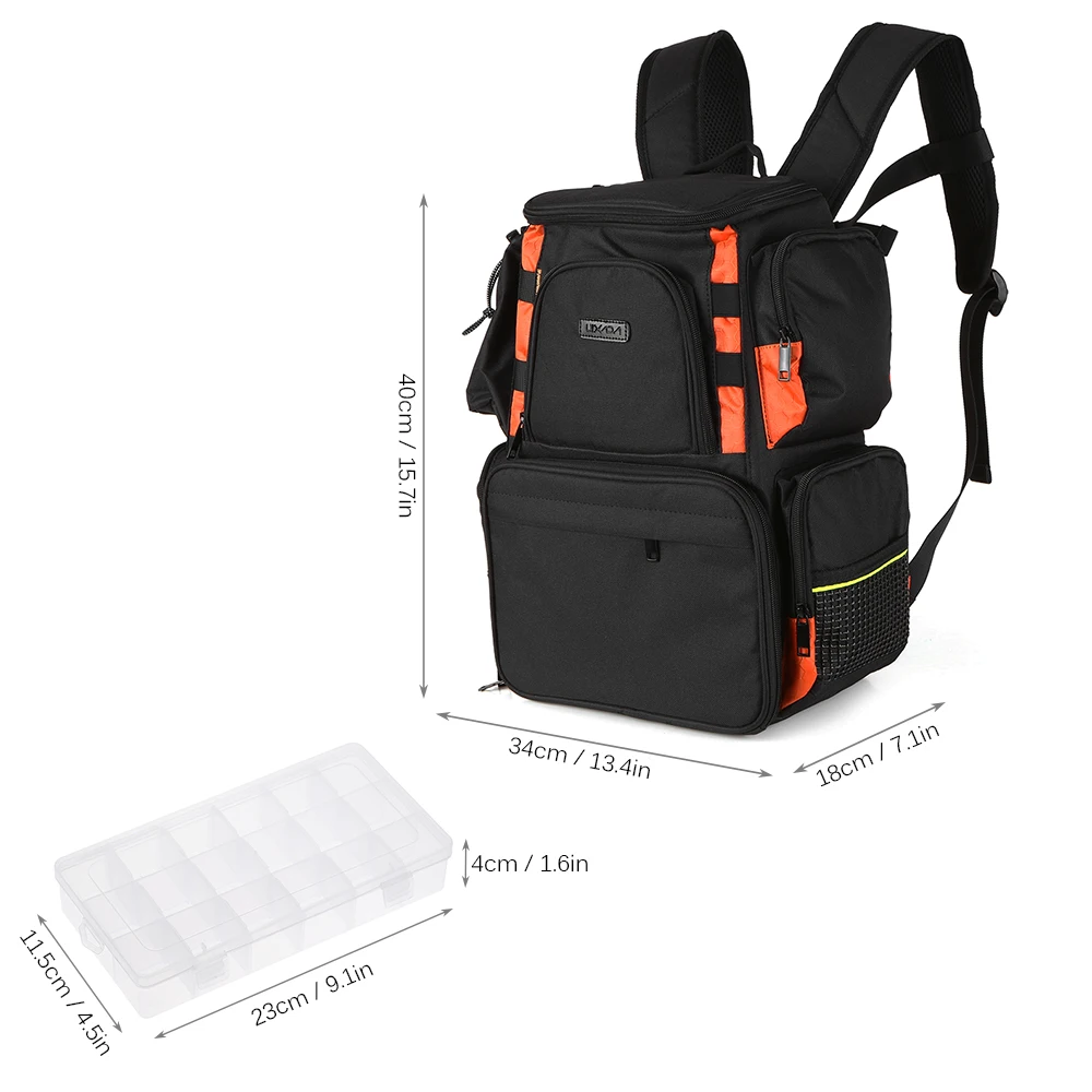 

Lixada Fishing Backpack Waterproof Fishing Lures Reel Bag Adjustable Straps Fish Tackle Storage Bag +Fishing Tackle Boxes