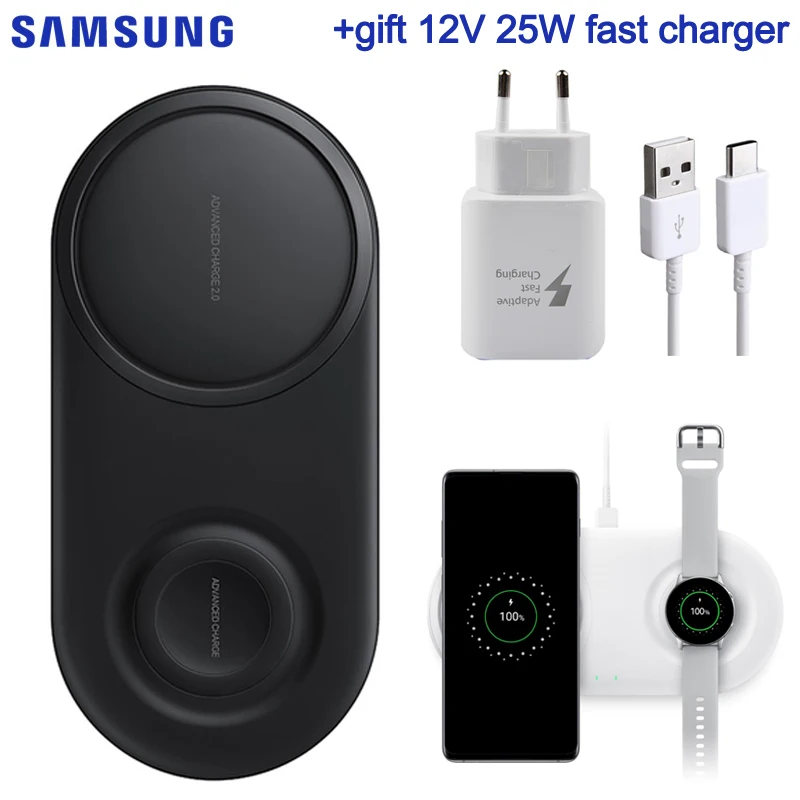 Быстрое беспроводное зарядное устройство QI Dual Pad EP-P5200 для samsung Galaxy Note8 Note9 Watch gear S2 huawei Mate20 Pro Xiaomi 9 Iphone XR Max