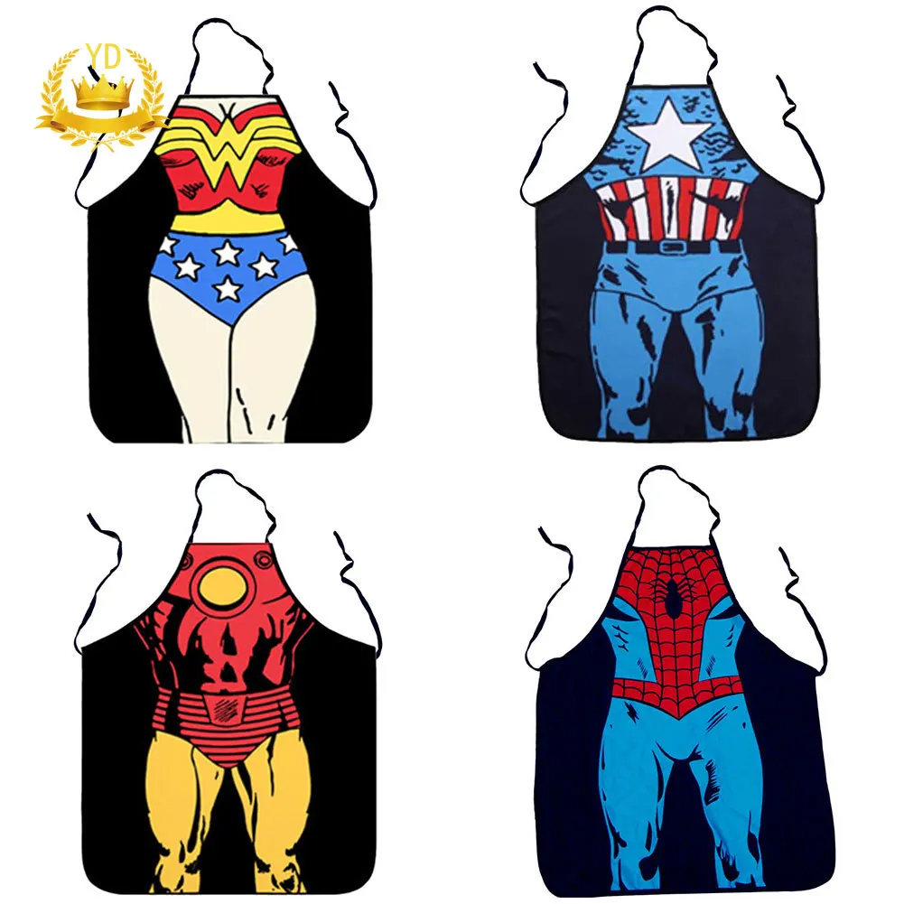 Забавный сексуальный фартук супергерой Водонепроницаемый Кухонный Фартук для