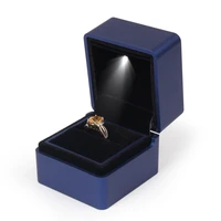 blue female wedding rings with led light jewelry packaging box women earrings necklaces storage display cases for lover 2 color