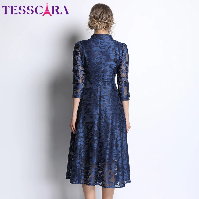Женское весенне-осеннее элегантное кружевное платье TESSCARA рубашка женские