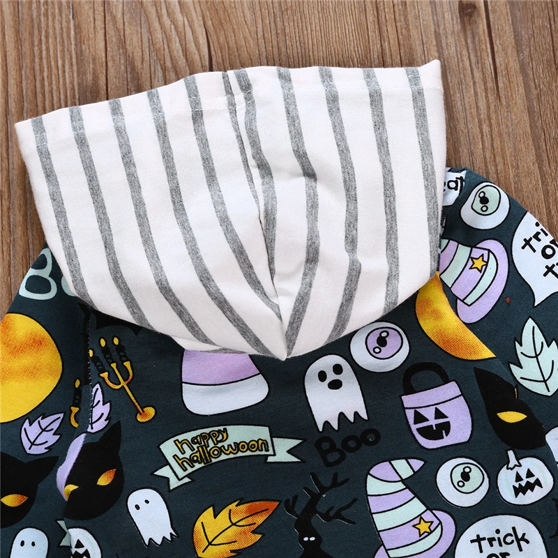 Костюм детский хлопковый с капюшоном и принтом в виде тыквы летучей мыши |