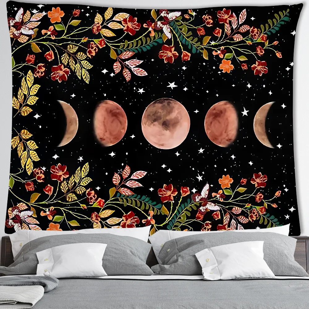 

Moon Tapestry Star Tapestries Black and White Dark Psychedelic Mountain Aesthetic Wall Tapestry for Bedroom Living Room Dorm