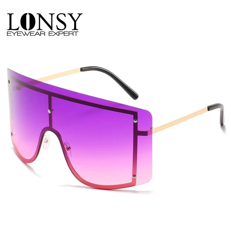 Женские солнцезащитные очки без оправы LONSY большие квадратные красного