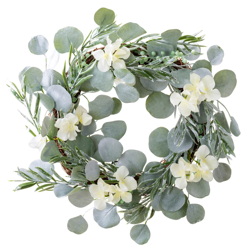 

Silk Garland Door Wreath Hydrangeas Garlands Plastic Rattan Garden Flocking Party Home Decor Artificial Eucalyptus