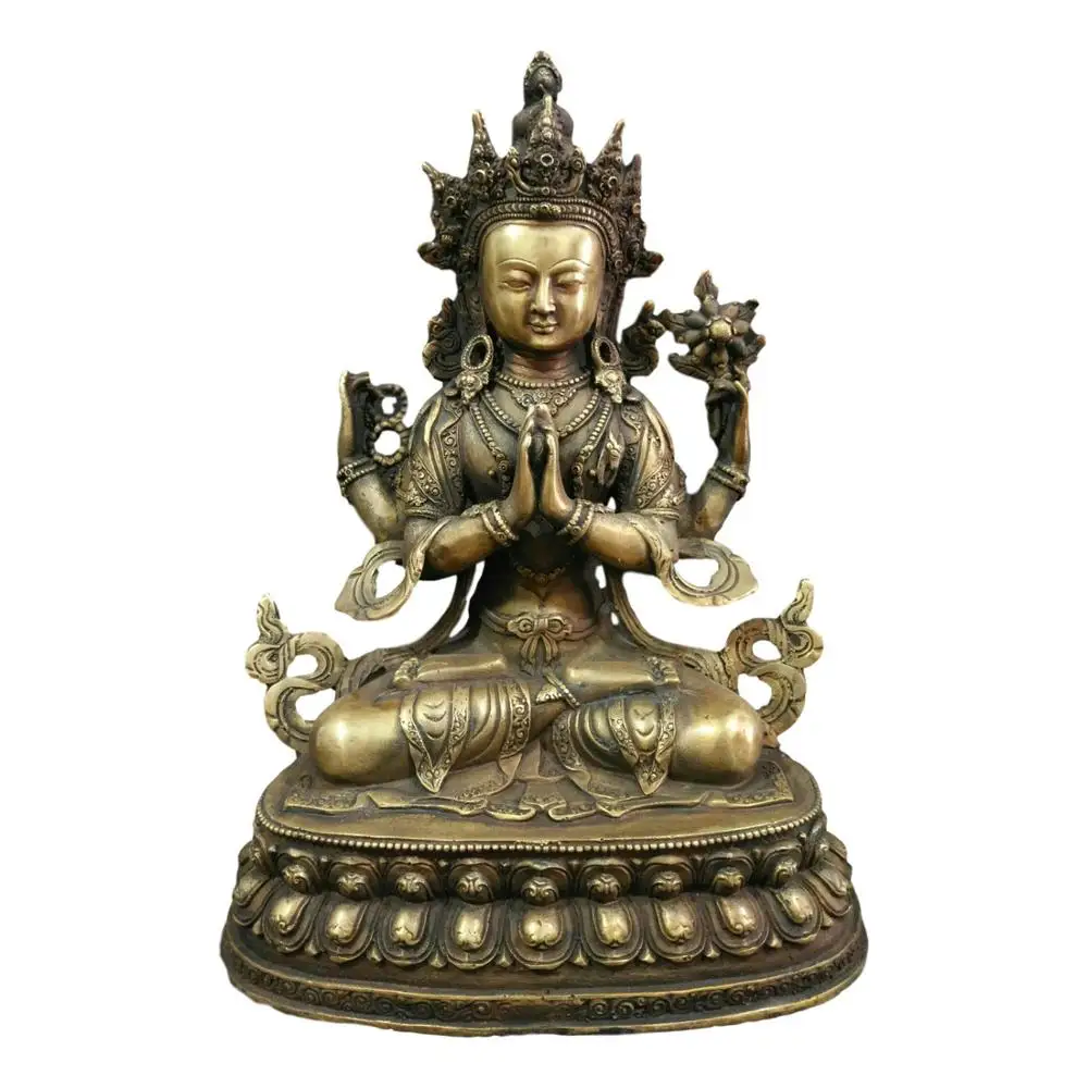 

LaoJunLu Nepal Returns Copper Gilt [Four-Armed Guanyin Bodhisattva] Imitation antique bronze masterpiece collection of