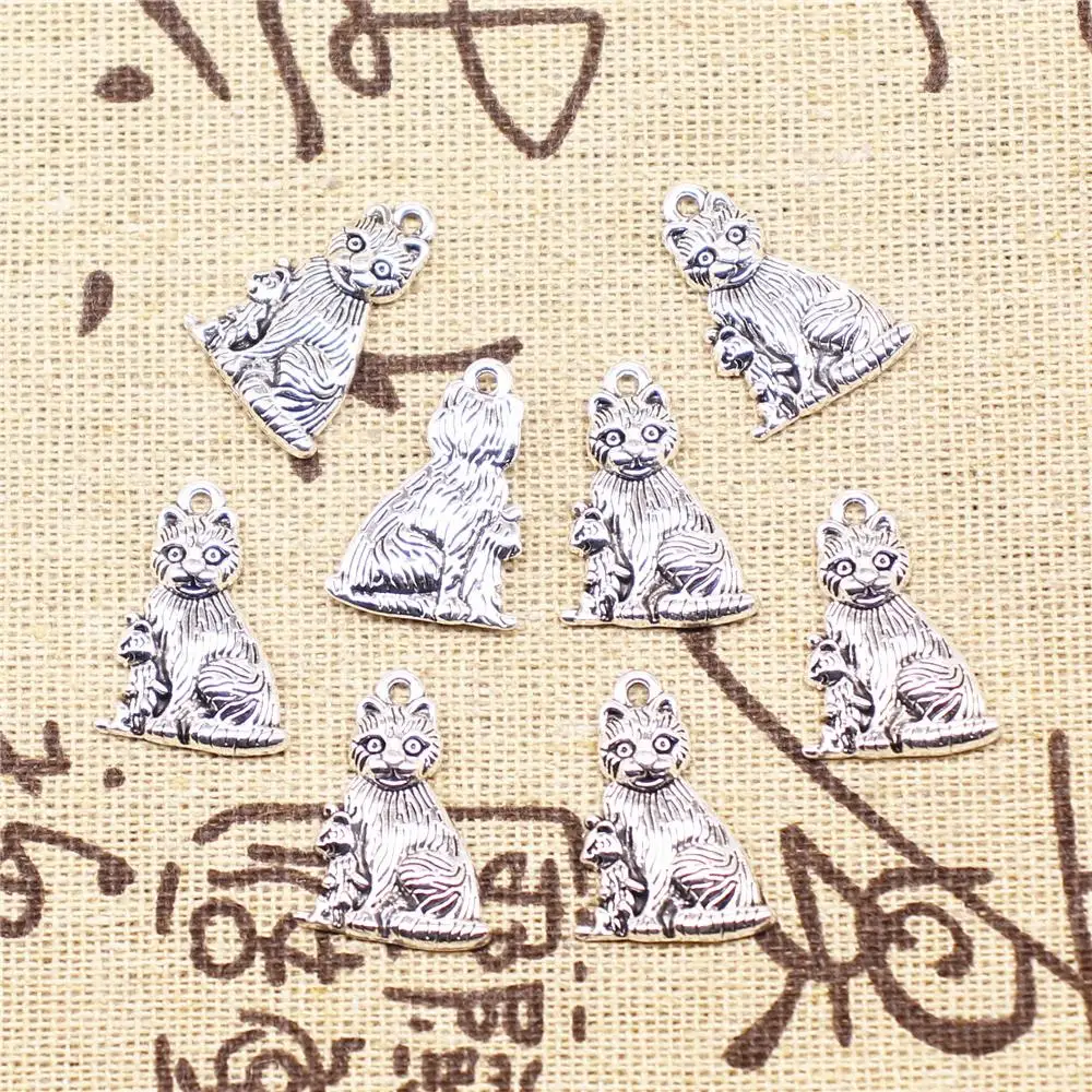 

Supplies For Jewelry Making 10pcs 21x15mm Antique Silver Color Cat Charms
