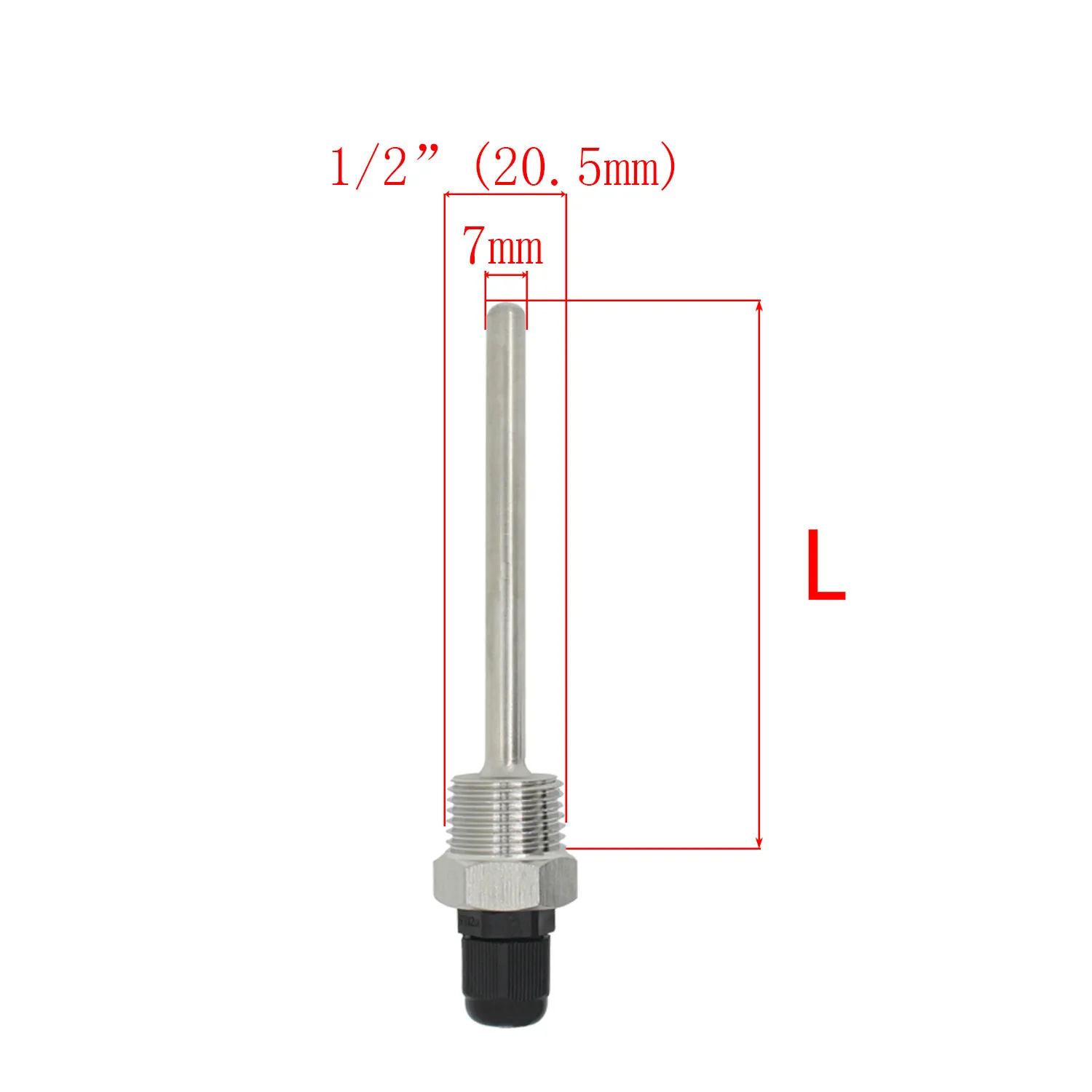 DS18B20 Digital Temperature Sensor G1/2&quot Thread Probe DIA=6 7 8mm 1m 3-core Wire SUS304 Stainless Steel Shell ds18b20 L30-500mm |
