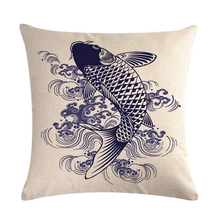 Cushion cover4 Китайский стиль синий и белый фарфор Карп подушка для свадебной церемонии, декоративная подушка, подушка для автомобильного кресла Наволочки - Цвет: Cushion cover4