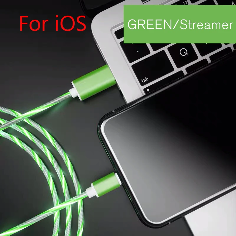 LT-Green Стример зарядное устройство type-C type C USB C для samsung A50 Micro USB кабель для зарядки светодиодный 2A кабель для быстрой зарядки для iPhone шнур для зарядного устройства - Цвет: LT-Green