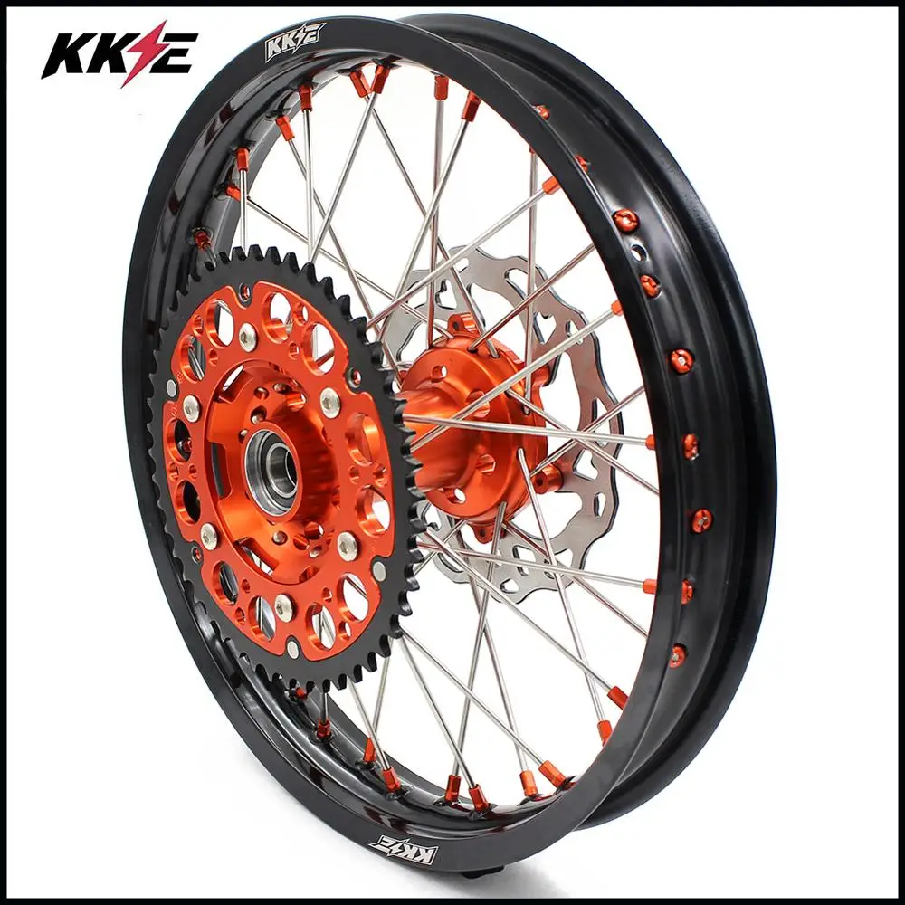 KKE 21 & 18 полный Enduro колеса Набор для EXC F W XCW 125 530 2003 2021 оранжевый ниппель диски|ktm