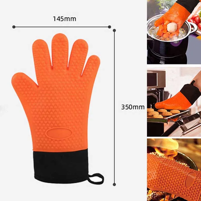 

Food Grade Thick Heat Resistant Silicone Glove DIY Cake Baking Gloves Kitchen Barbecue Oven Cooking Mitts BBQ Grill Gloves