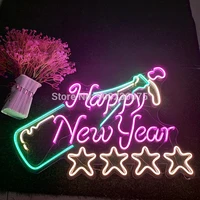 Happy New Year Festival Atmospher Custom Neon Light Sign Handmade Home Party Light Up Sign Christmas Gift  Room Decor Aesthetic