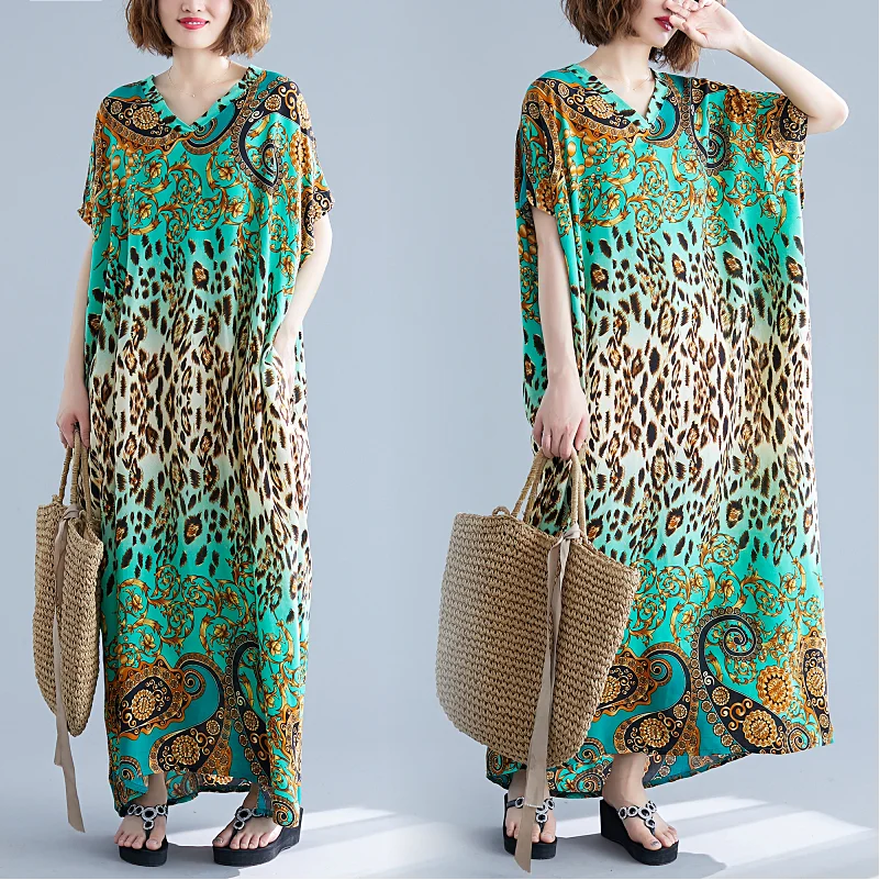 Женское Хлопковое платье макси с рукавом летучая мышь|Женские платья| |