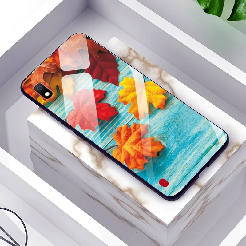 Чехол для телефона из закаленного стекла samsung A10 A30 A305F задняя крышка с ярким