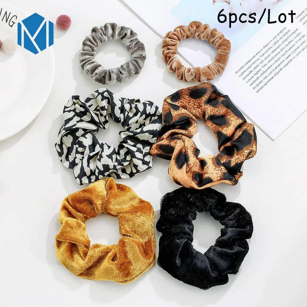 6PCS-Y M MISM 11 шт. винтажные леопардовые бархатные резинки для волос для женщин и девочек, шелковые эластичные полосы обруча для волос, набор модных аксессуаров для волос - Цвет: 6PCS-Y