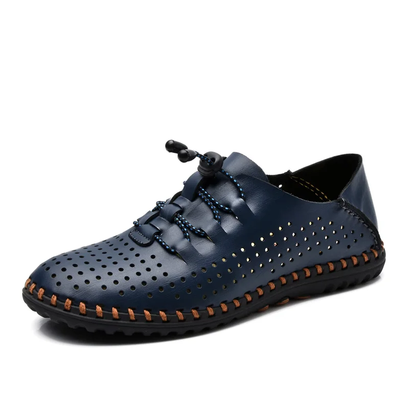 Мужские кожаные туфли ручной работы Мягкая Повседневная Уличная обувь дышащие