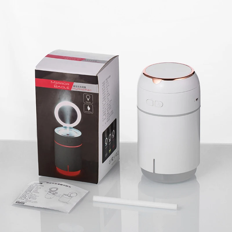 

400ml Makeup Mirror Wireless Humidifier Ultrasonic Car Mist Maker with 2000mah Battery LED Night Lamps Mini Office Air Purifier