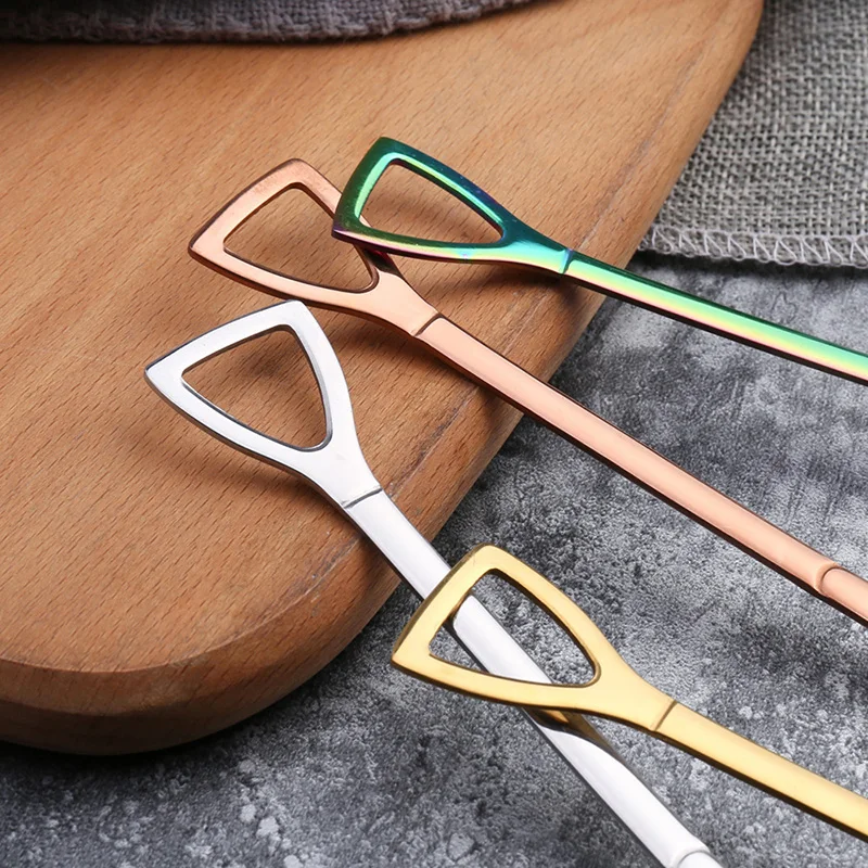Creative Stainless Steel Ice Cream Coffee Spoon Shovel Shape Shell Tea Spoons 3 Colors Afternoon Dessert Long Handle | Дом и сад