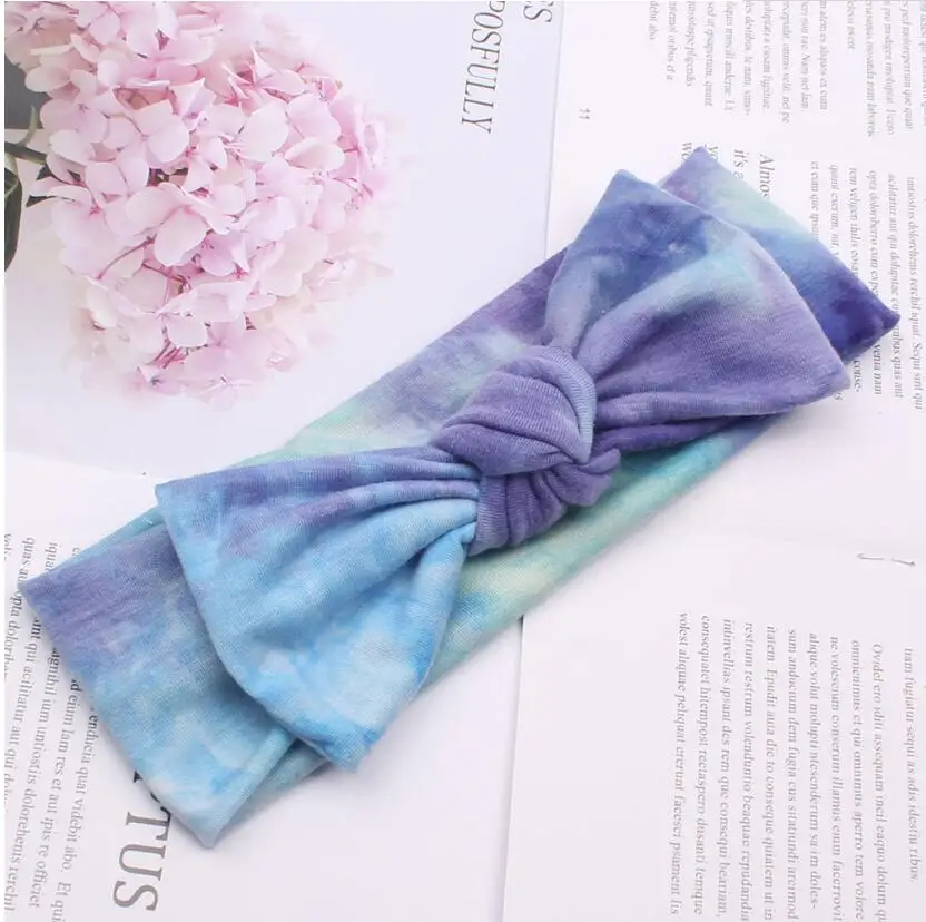 

24pc/lot Newborn Tie Dye Prints Baby Headbands,Tie Dye Knot Bows Knit Headband,Girls Rainbow Turban,Kids Girls Hair Accessories