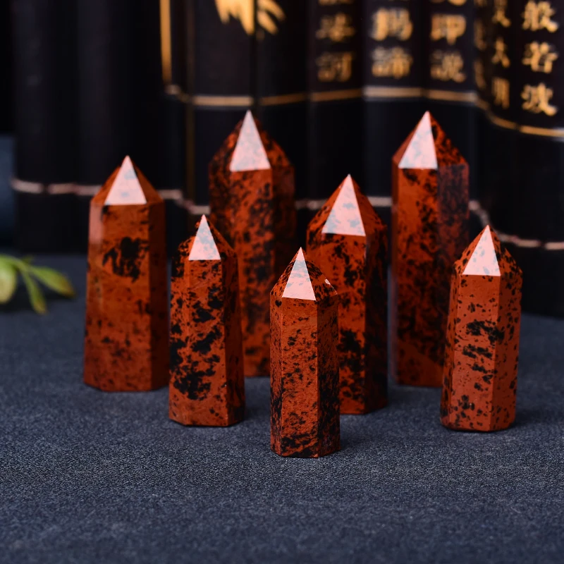 Natural Red obsidian Crystal Point Healing Stone Quartz Wand 50-80mm for Home Decoration Mineral DIY Gift | Дом и сад