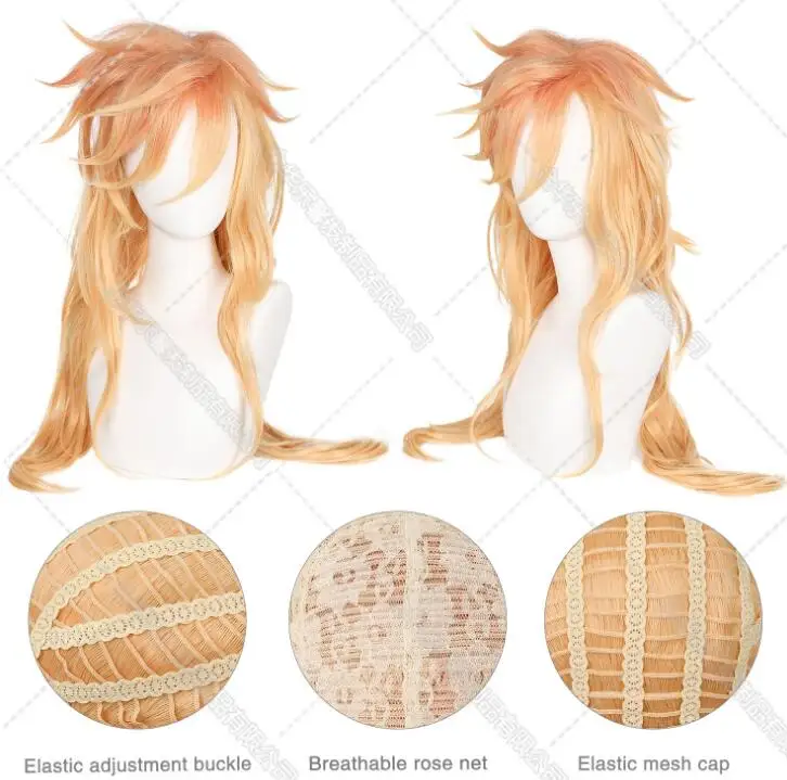 

77cm Anime Demon Slayer: Kimetsu no Yaiba Douma Cosplay Wig Long Blonde Heat Resistant Synthetic Hair Styled Wig