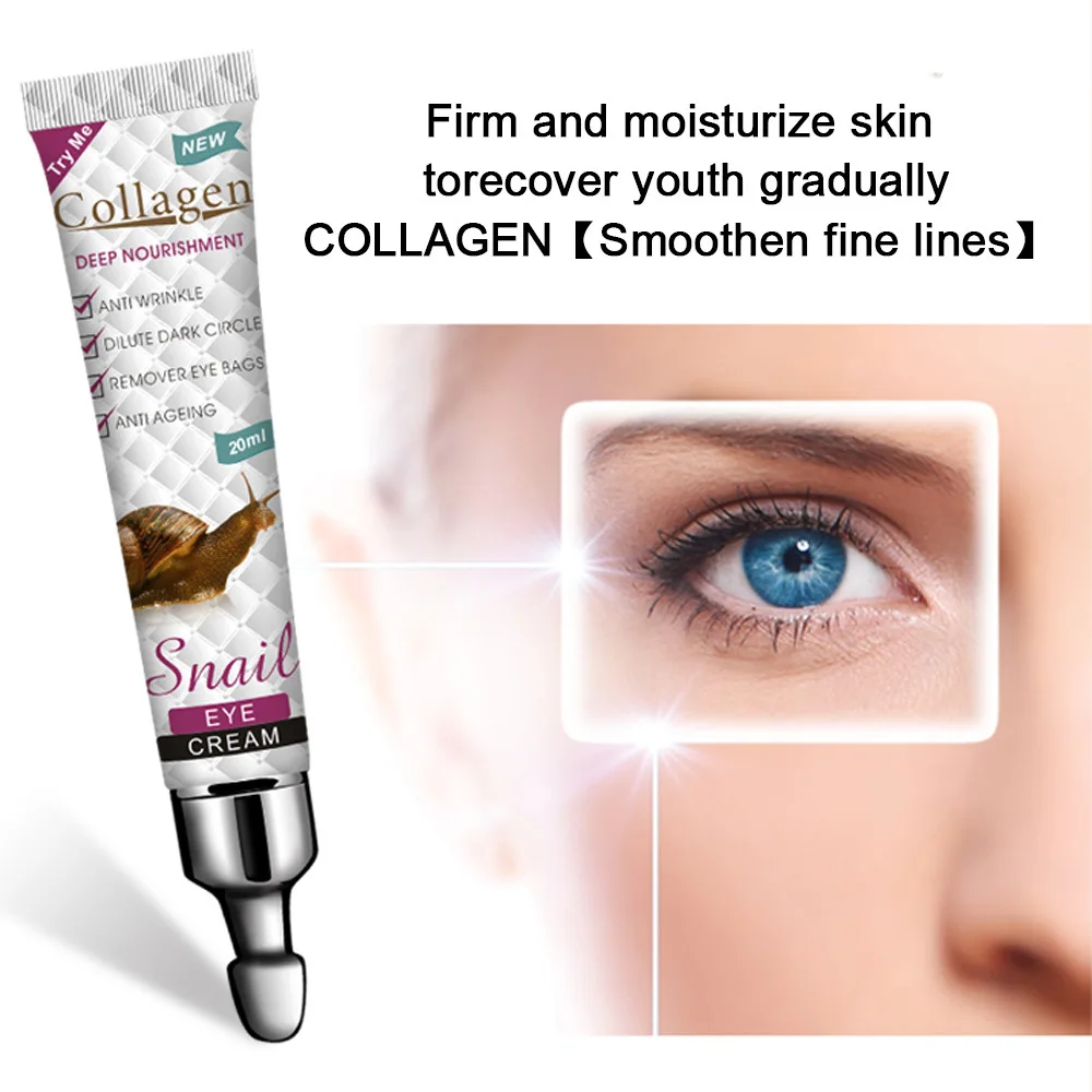

Collagen Snail Eye Cream Firming Anti-wrinkle Dark Circles Against Puffiness Eye Bags Crow's Feet Fade Moisturizing Eye Skincare