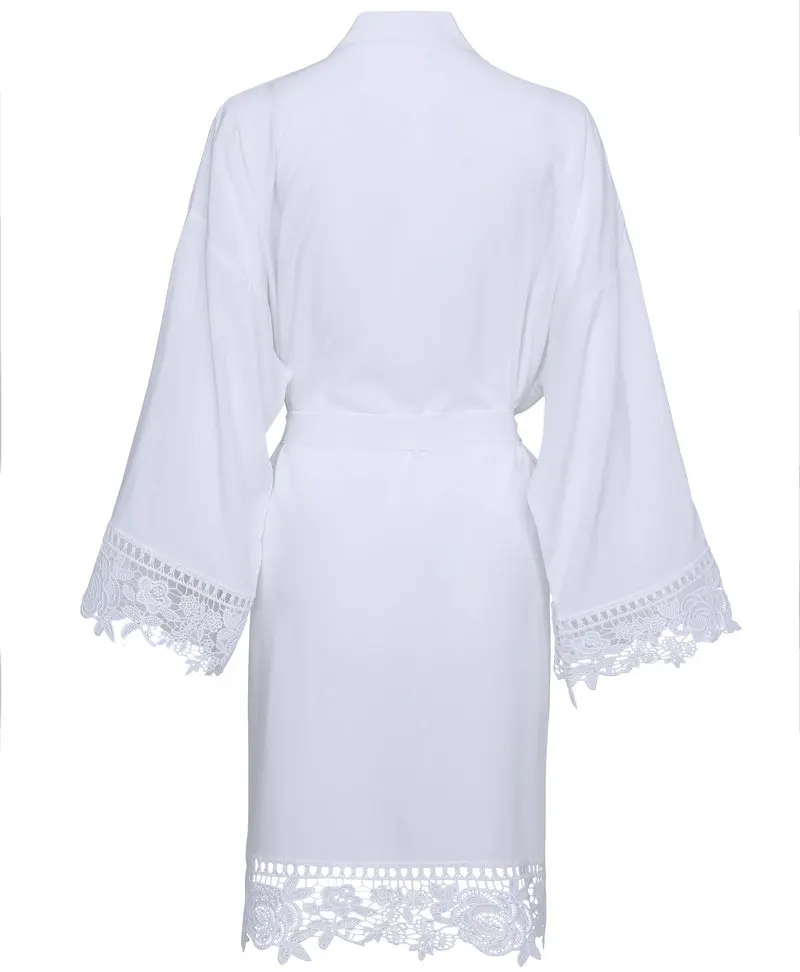 YUXINBRIDAL вискоза темно-синее одноцветное хлопковое кимоно халаты с кружевной отделкой женское свадебное платье короткий пояс халат пижамы