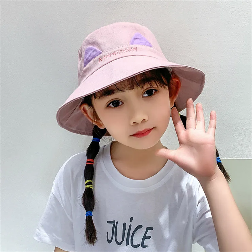 

2021 New Spring Summer Bucket Hat UV Protection Girls Boys Cap Children Panama Outdoor Beach Girls Sun Hat Infant Fisherman Cap