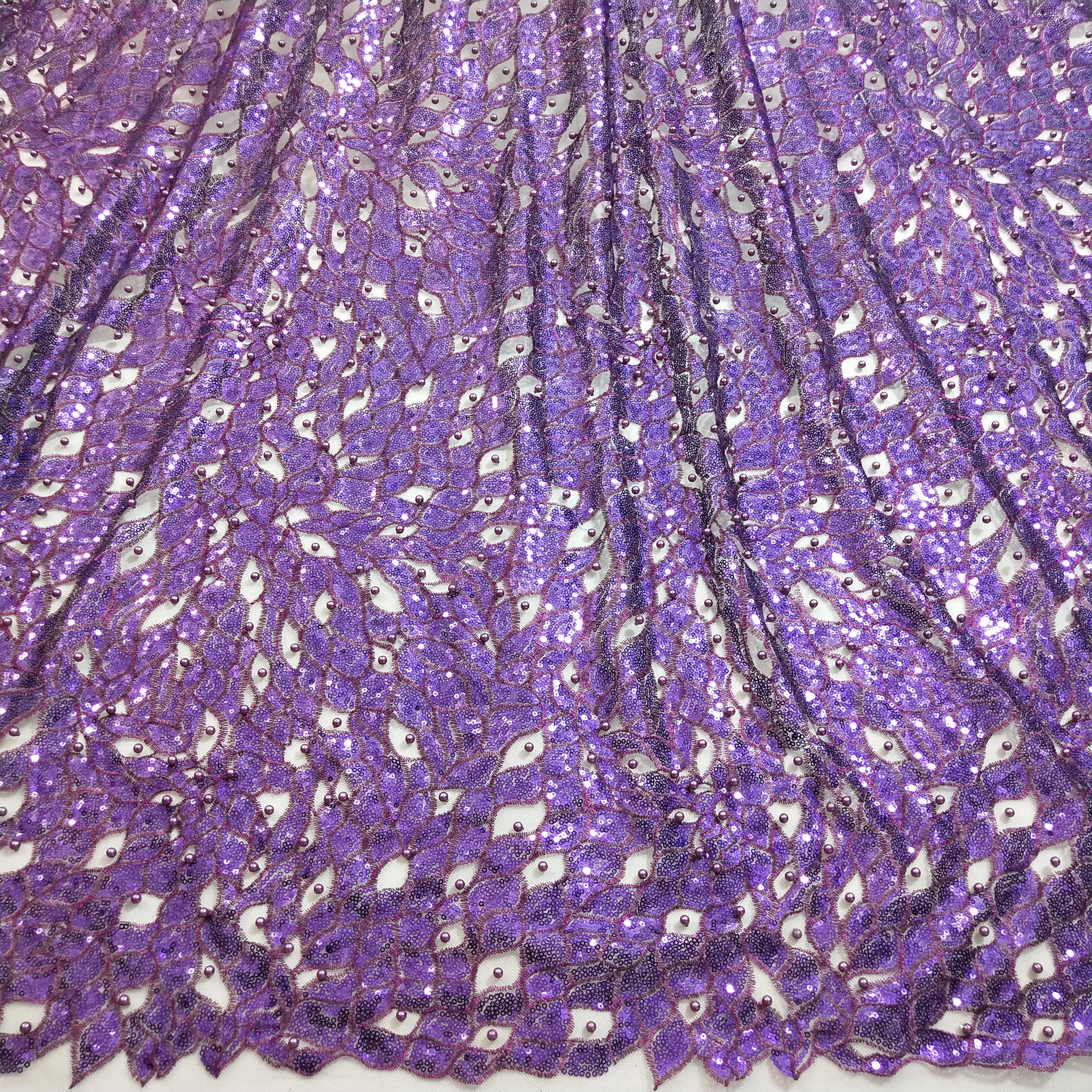 Французский блёстки кружевной ткани с тяжелыми бусинами великолепные платья